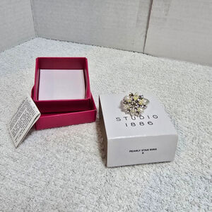 Women's STUDIO 1886 Silver Pearly Star Ring Size 8
